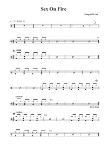 nuty na perkusję do utworu sex on fire