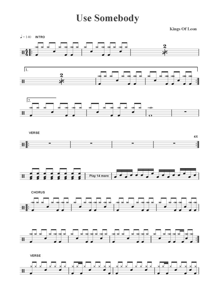 nuty na perkusję do utworu use somebody