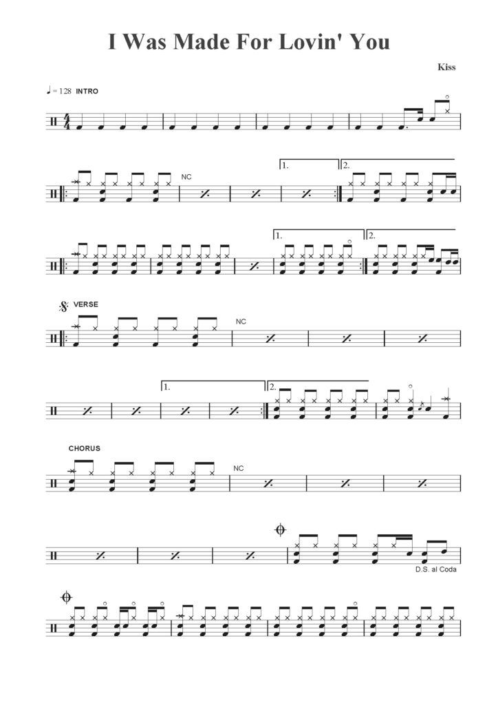 i was made for lovin' you drum sheet music