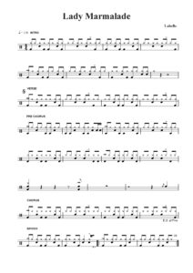 nuty na perkusję do utworu lady marmalade