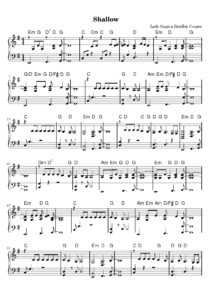 nuty na pianino do utworu shallow