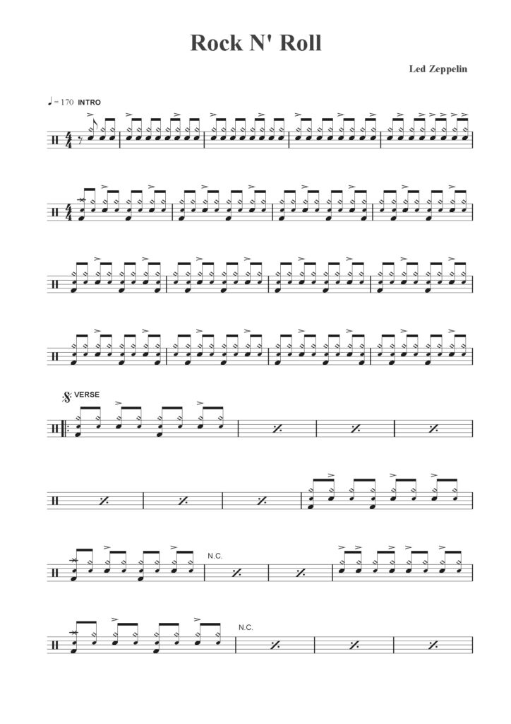 rock and roll drum sheet music