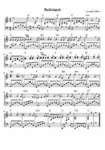 nuty na pianino do utworu hallelujah