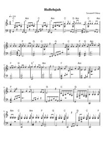 nuty na pianino do utworu hallelujah
