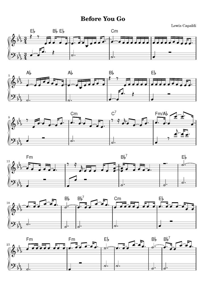 before you go piano sheet music