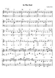 nuty na pianino do utworu in the end