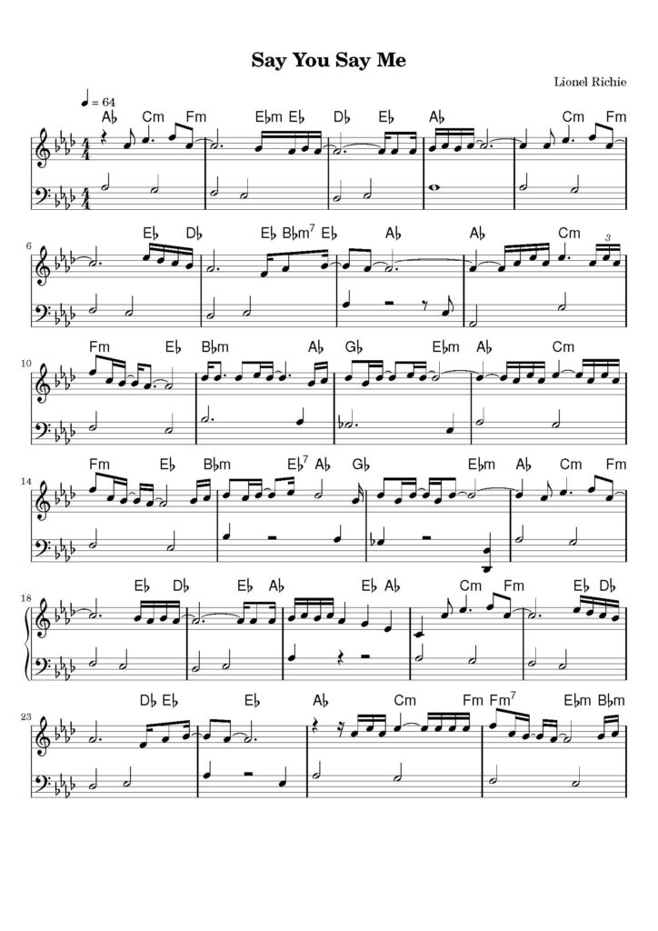 nuty na pianino do utworu say you say me