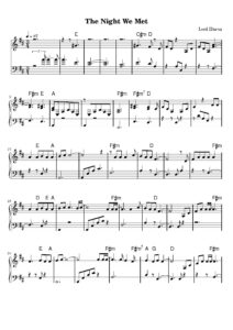 nuty na pianino do utworu the night we met