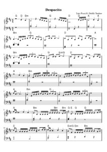 nuty na pianino do utworu despacito