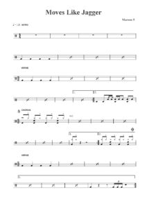 nuty na perkusję do utworu moves like jagger