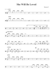 nuty na perkusję do utworu she will be loved
