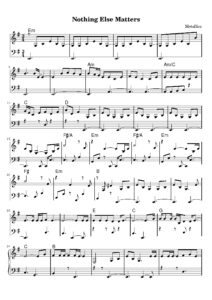 nuty na pianino do utworu nothing else matters