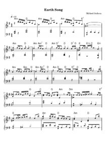 nuty na pianino do utworu earth song