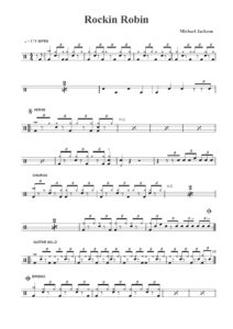 nuty na perkusję do utworu rockin robin