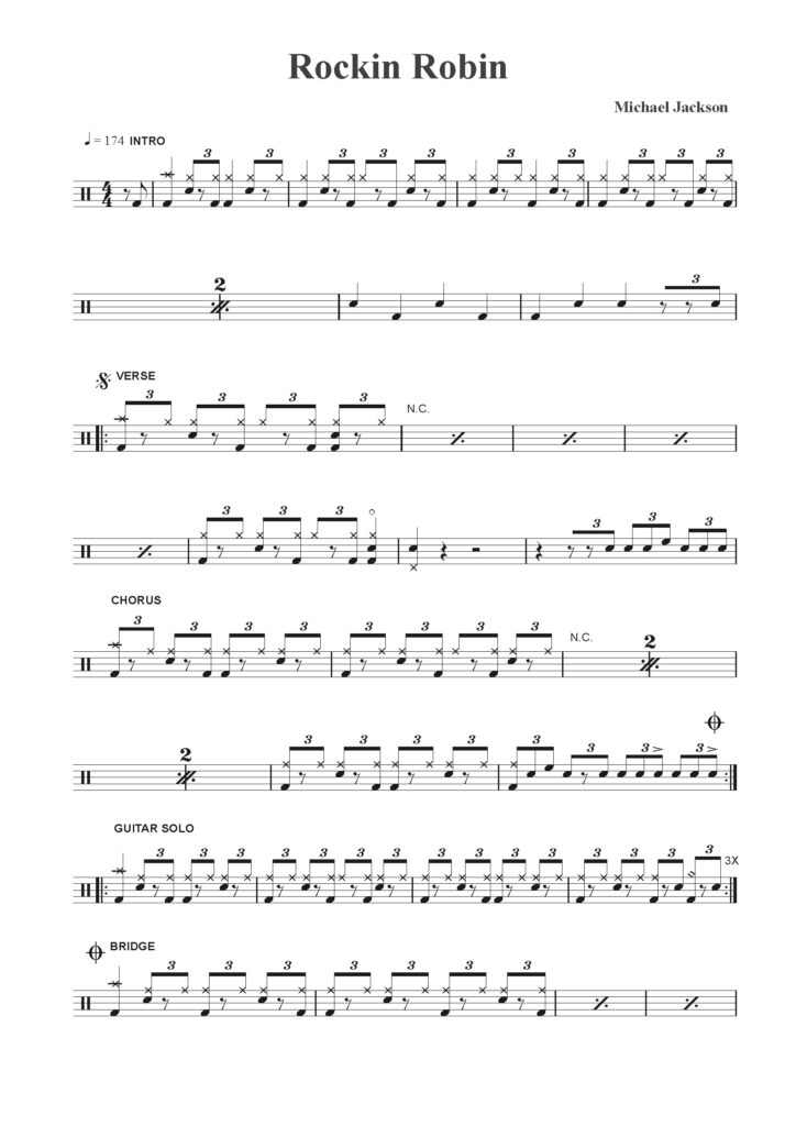 rockin robin drum sheet music