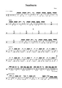 nuty na perkusję do utworu sunburn