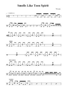 nuty na perkusję do utworu smells like teen spirit