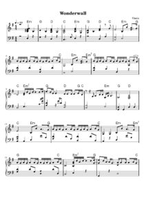 nuty na pianino do utworu wonderwall