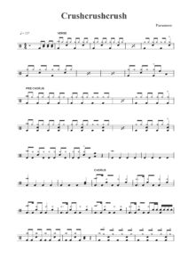 nuty na perkusję do utworu crushcrushcrush