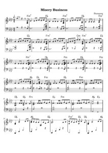 nuty na pianino do utworu misery business