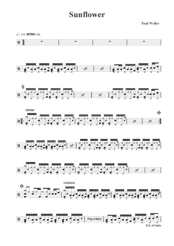 sunflower drum sheet music