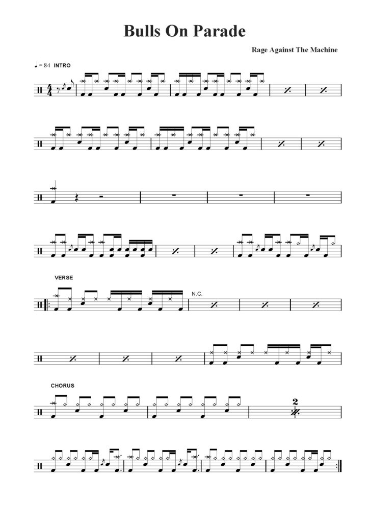 bulls on parade drum sheet music