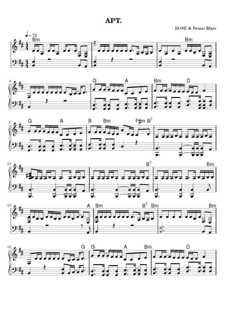 apt. piano sheet music