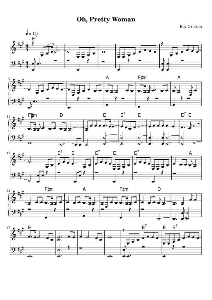 oh. pretty woman piano sheet music