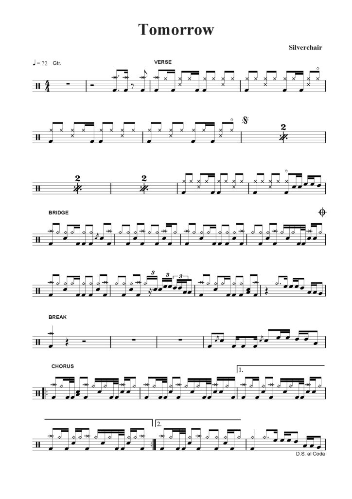 nuty na perkusję do utworu tomorrow