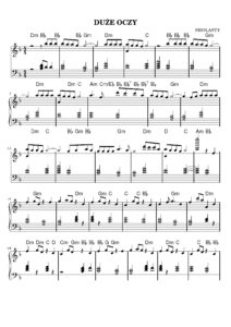 nuty na pianino do utworu duże oczy