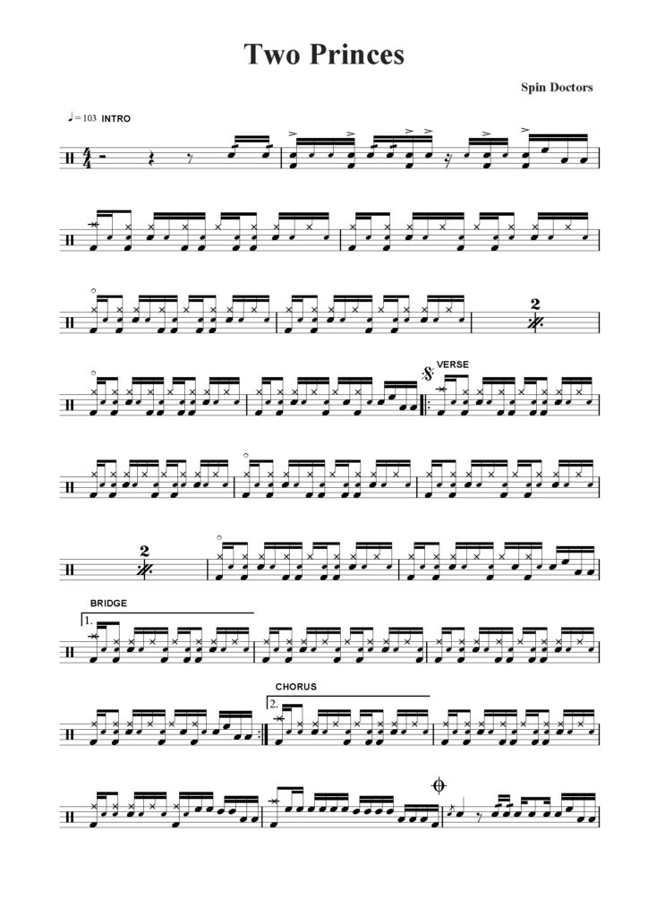 nuty na perkusję do utworu two princes
