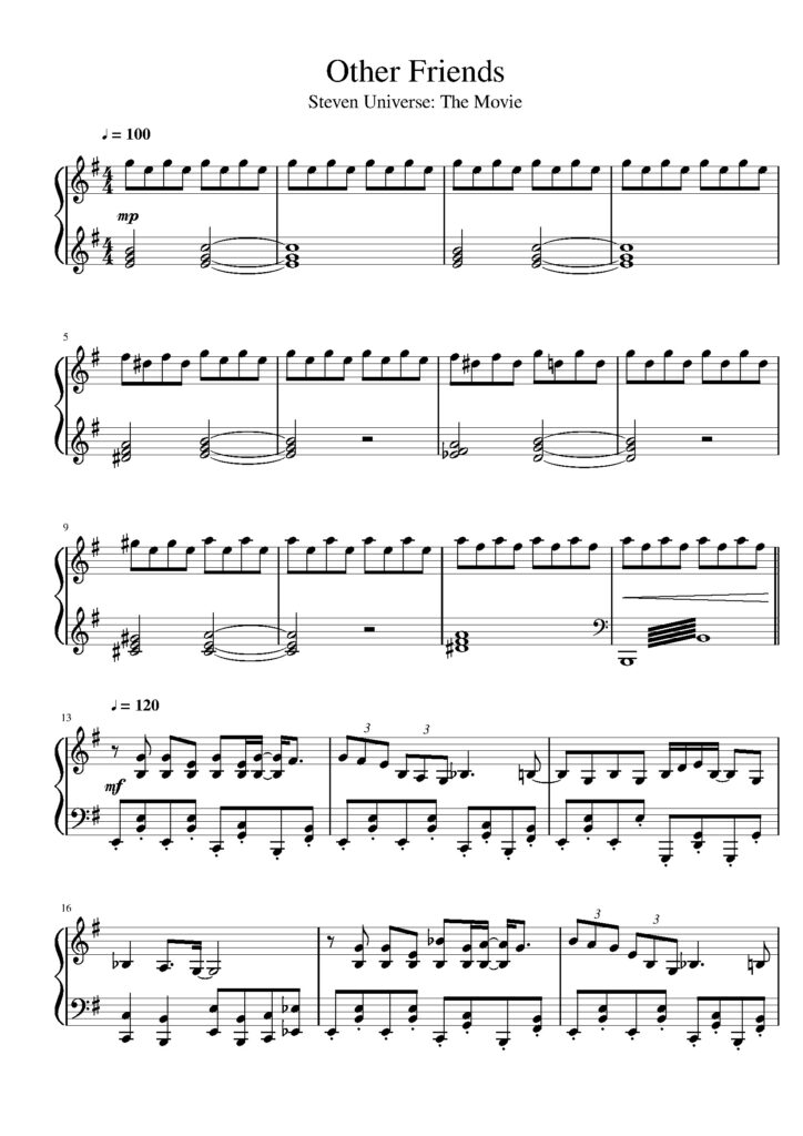 nuty na pianino do utworu other friends