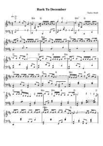 nuty na pianino do utworu back to december