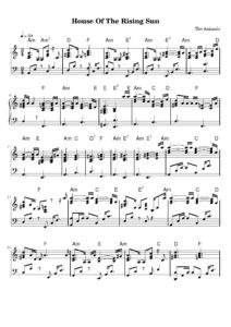 nuty na pianino do utworu house of the rising sun