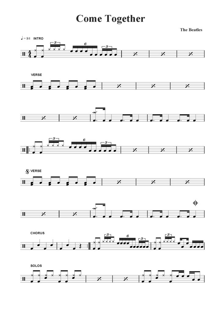 nuty na perkusję do utworu come together