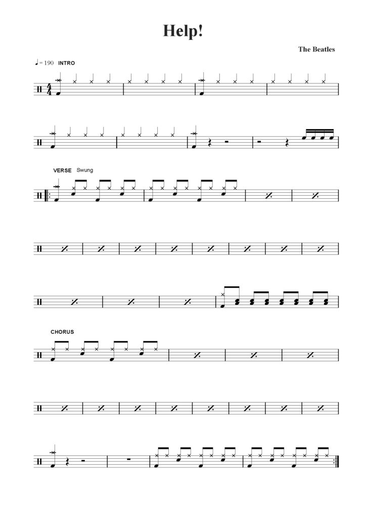 nuty na perkusję do utworu help!