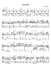 nuty na pianino do utworu let it be