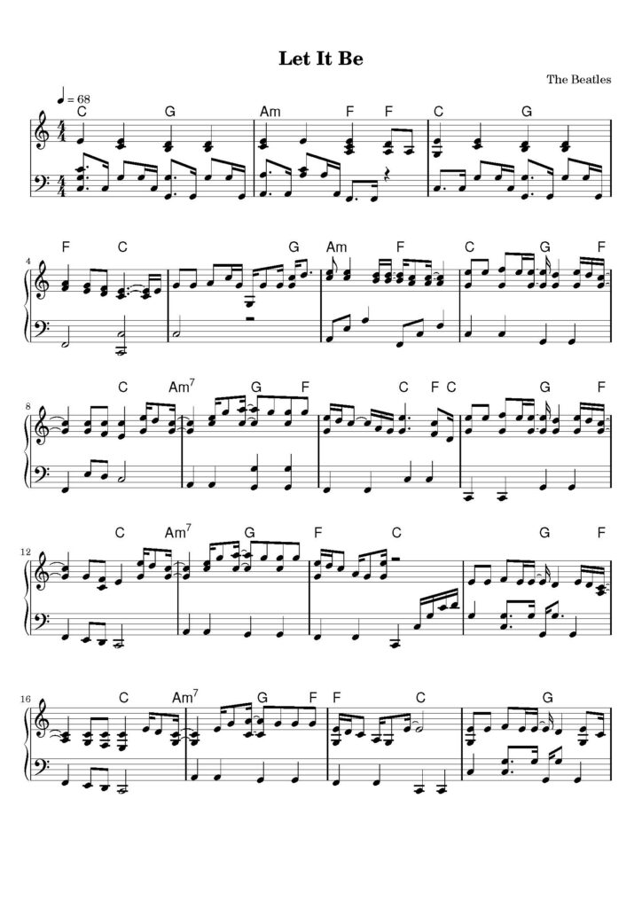 let it be piano sheet music