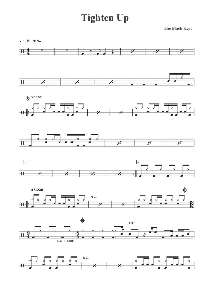 nuty na perkusję do utworu tighten up