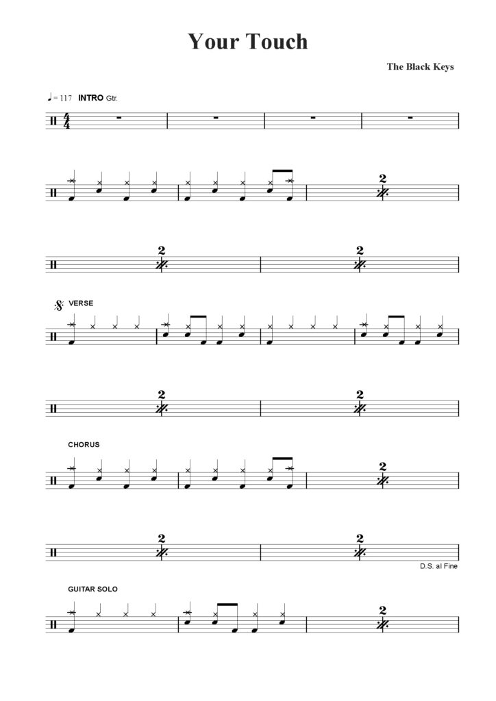 nuty na perkusję do utworu your touch