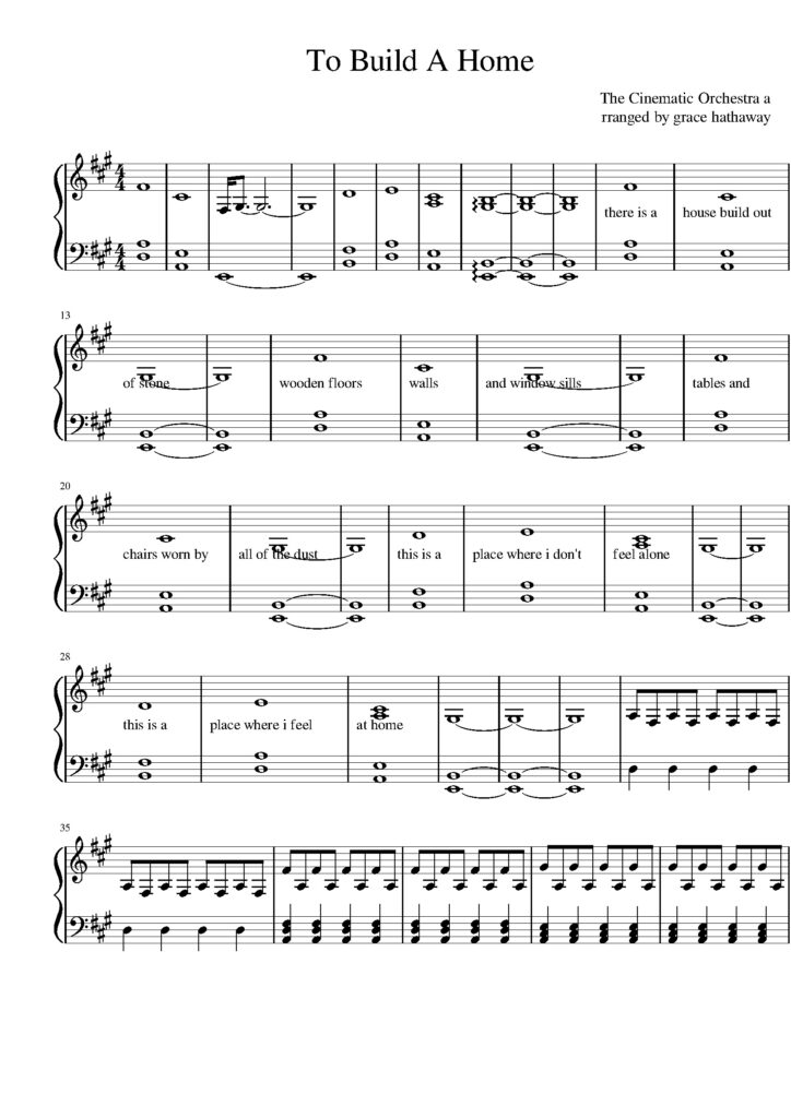 nuty na pianino do utworu to build a home