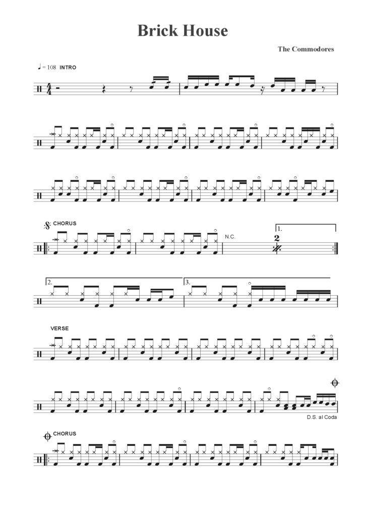 brick house drum sheet music