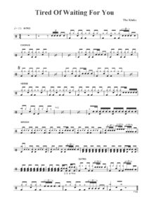 tired of waiting for you drum sheet music
