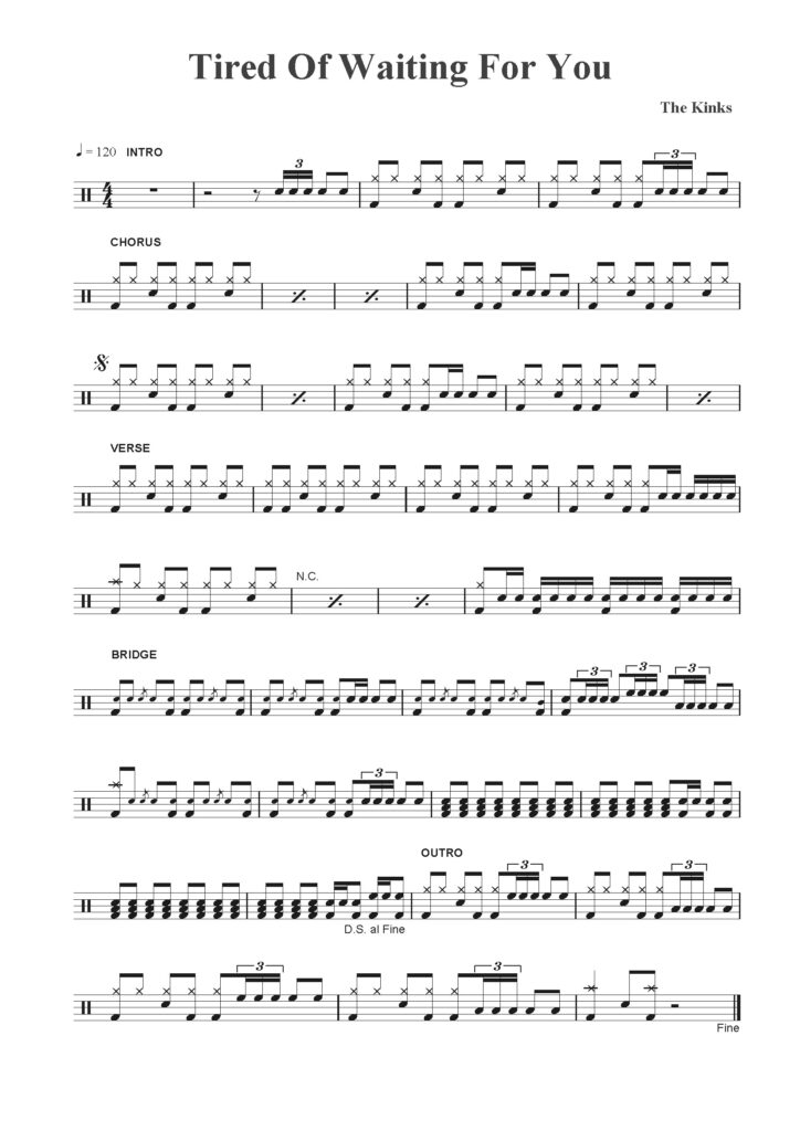 nuty na perkusję do utworu waiting for you