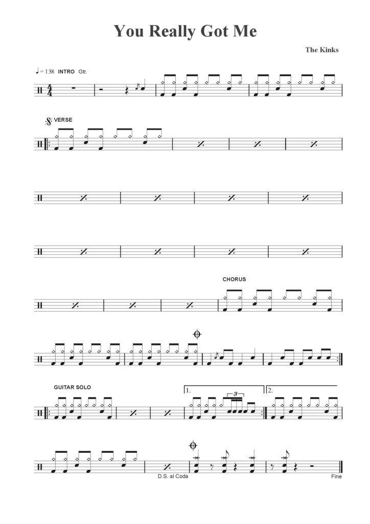 you really got me drum sheet music