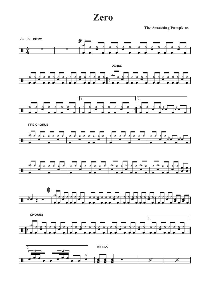 zero drum sheet music