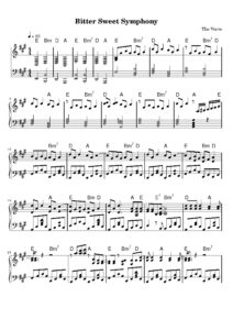 nuty na pianino do&nbsp;utworu bitter sweet symphony