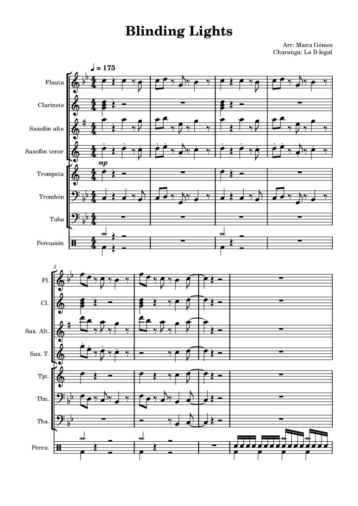 partytura z głosami do utworu blinding lights