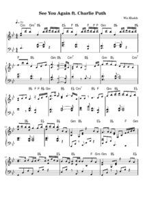 nuty na pianino do utworu see you again