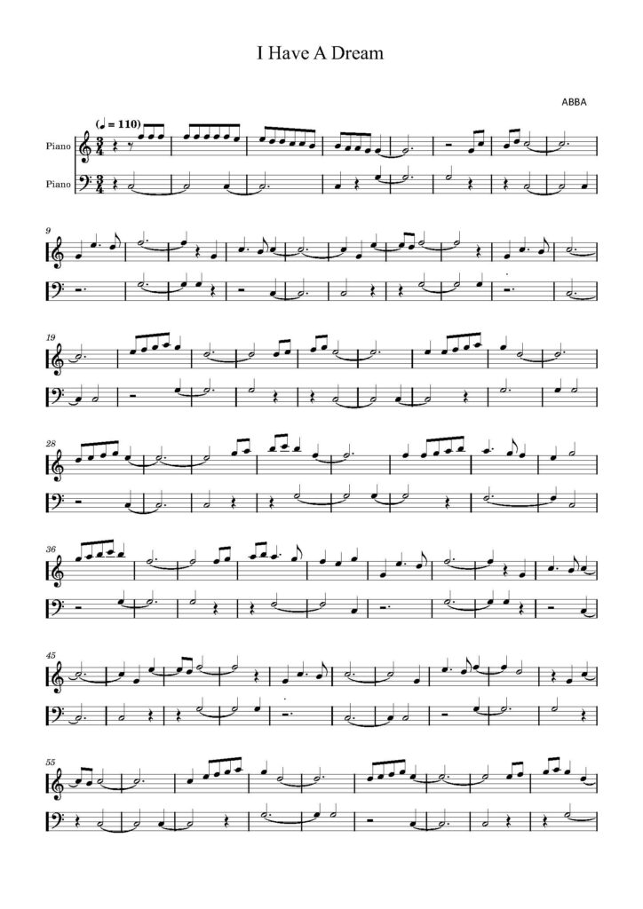 nuty na pianino do utworu i have a dream